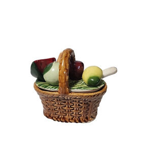 Apias or Adias Ceramic Basket Caddy For Jam W/ Lid &Serving Spoon